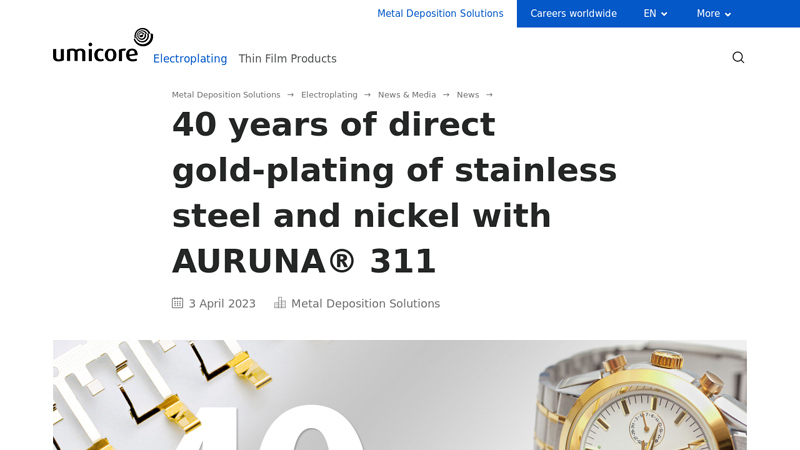 Direct gold plating of stainless steel with AURUNA® 311