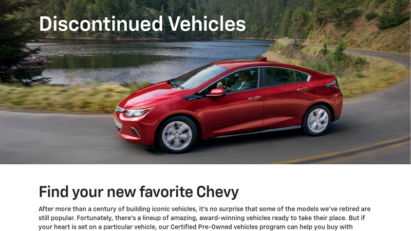 Discontinued Chevrolet Cars, Trucks, and SUVs