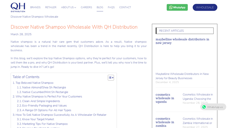 Discover Native Shampoo Wholesale With QH Distribution