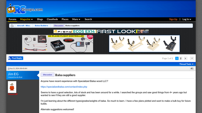 Discussion Balsa suppliers