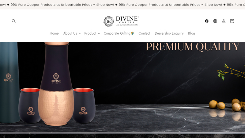 Divine Copper: Copper Water Bottle