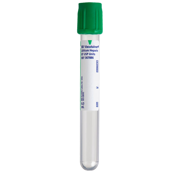 Dk green Lithium heparin (Li hep) vial/tube (no gel)