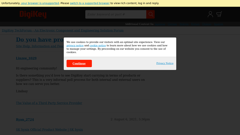 Do you have product or supplier suggestions?