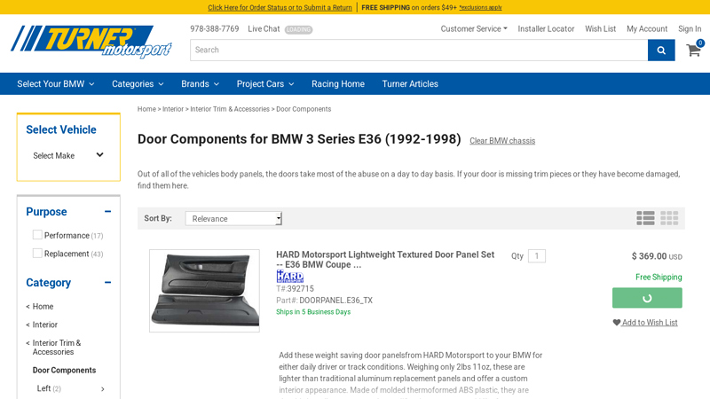 Door Components for BMW 3 Series E36 (1992