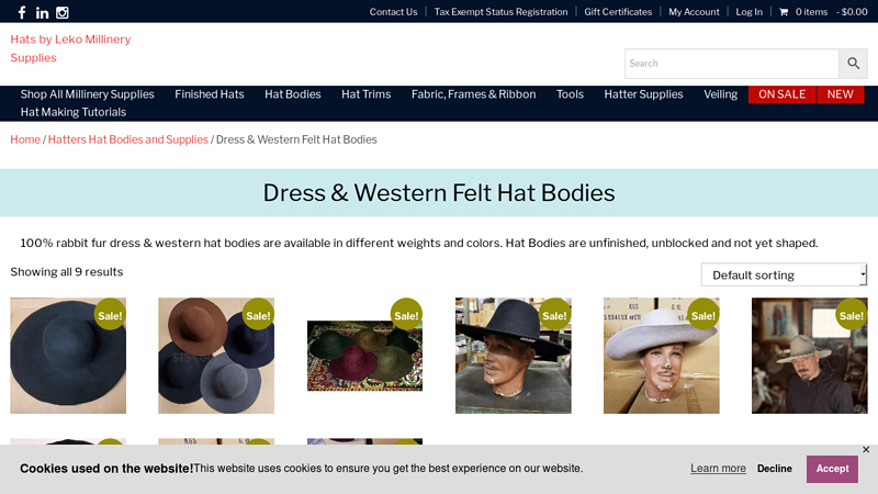 Dress & Western Felt Hat Bodies