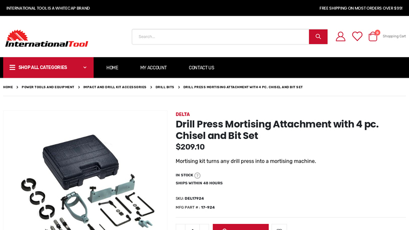 Drill Press Mortising Attachment with 4 pc. Chisel and Bit Set
