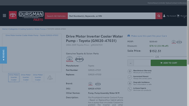 Drive Motor Inverter Cooler Water Pump