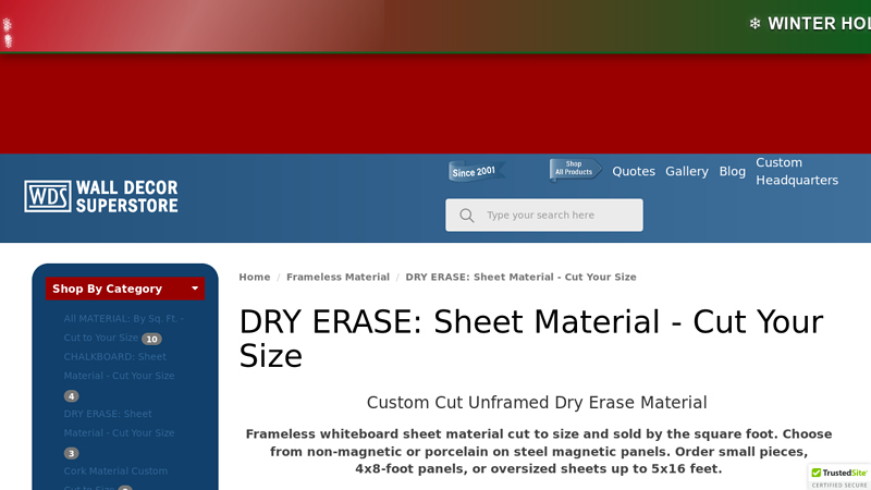 DRY ERASE: Sheet Material