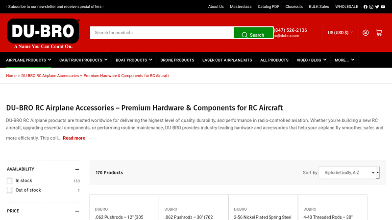 DU-BRO RC Airplane Parts