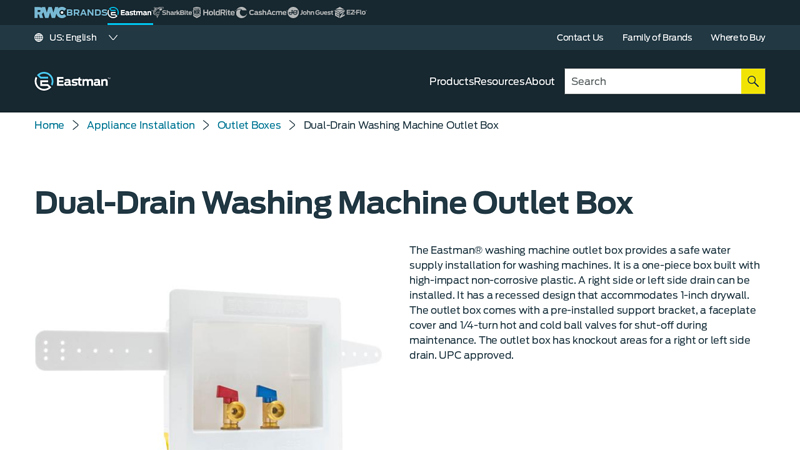 Dual-Drain Washing Machine Outlet Box