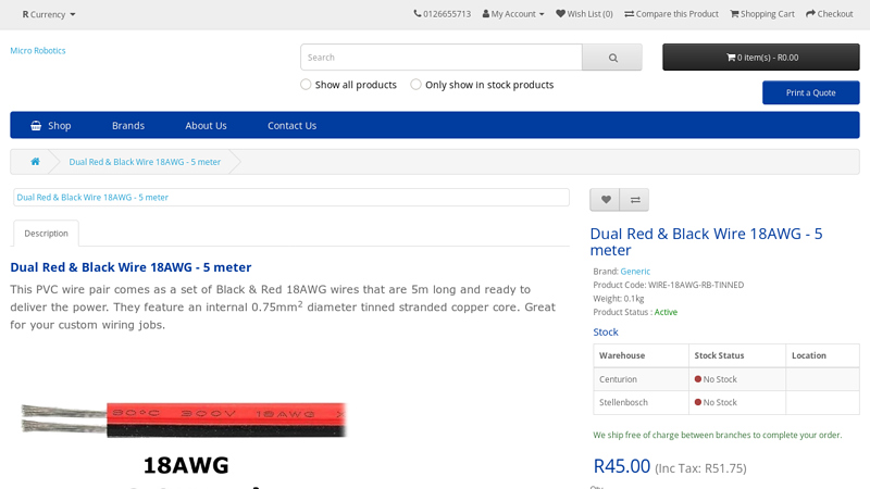 Dual Red & Black Wire 18AWG