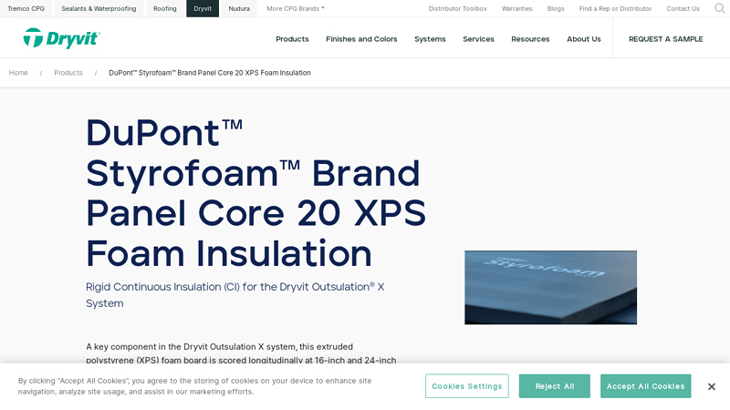 DuPont™ Styrofoam™ Brand Panel Core 20 XPS Foam Insulation