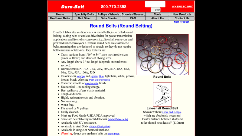 DuraBelt ROUND BELTS, round belting