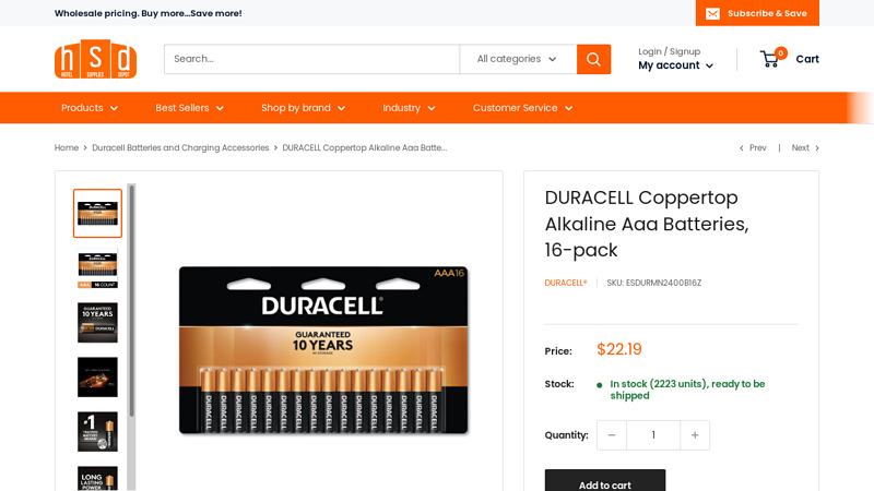 DURACELL Coppertop Alkaline Aaa Batteries, 16