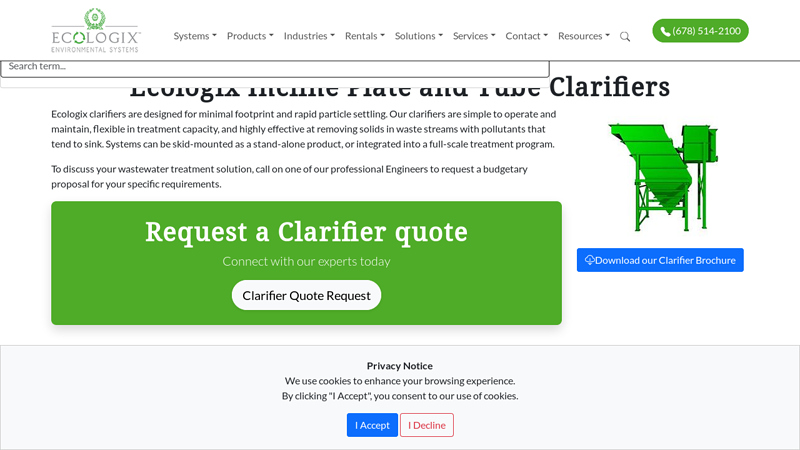 Ecologix Incline Plate and Tube Clarifiers