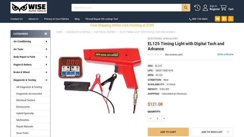 EL125 Timing Light with Digital Tach and Advance