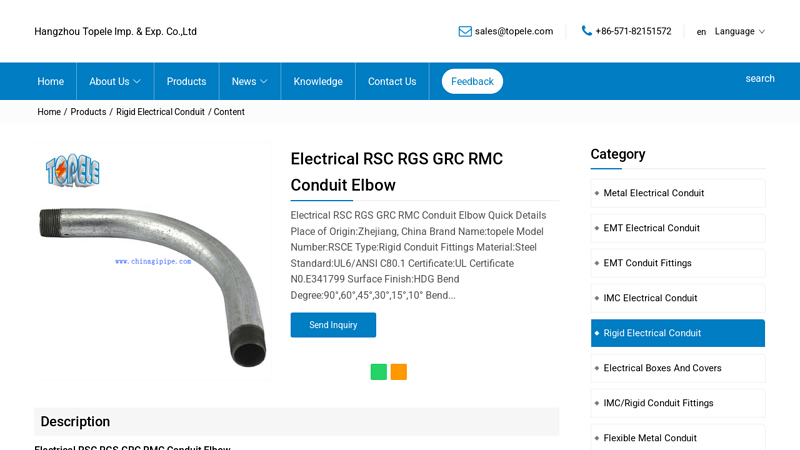 Electrical RSC RGS GRC RMC Conduit Elbow