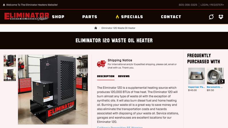 Eliminator 120 Waste Oil Heater
