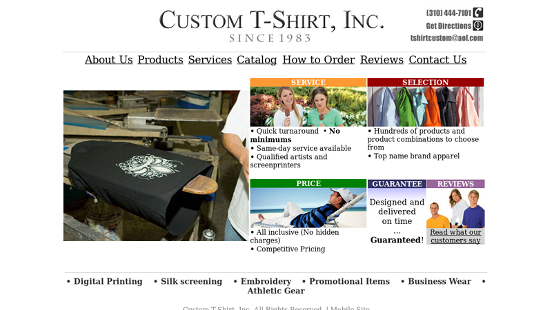 & Embroidery, Los Angeles custom t-shirts