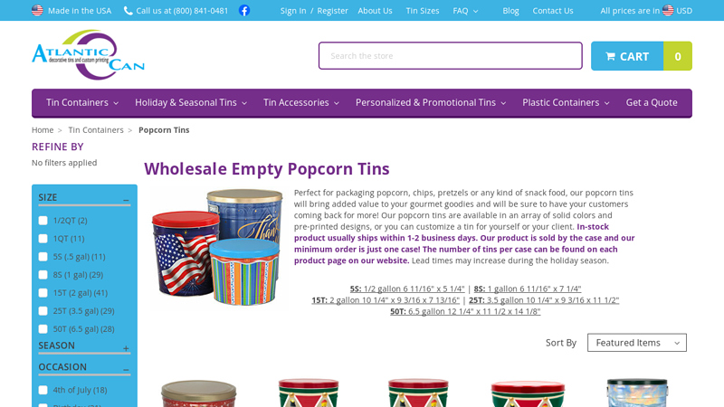 Empty Wholesale Popcorn Tin Containers