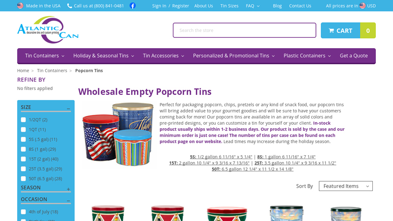 Empty Wholesale Popcorn Tin Containers