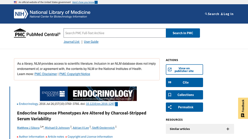 Endocrine Response Phenotypes Are Altered by Charcoal