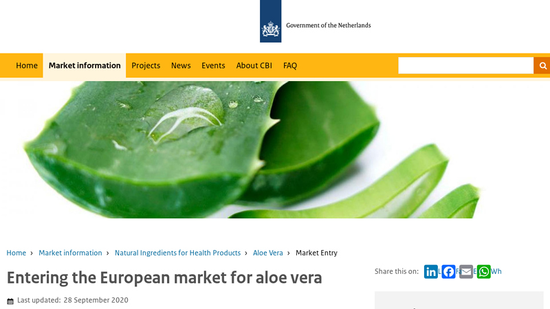 Entering the European market for aloe vera