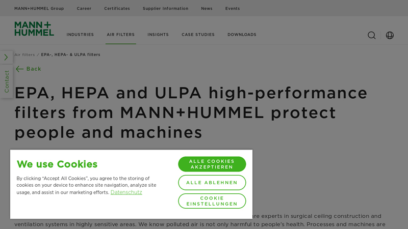 EPA HEPA ULPA filters