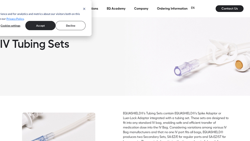 EQUASHIELD®'s IV Tubing Sets