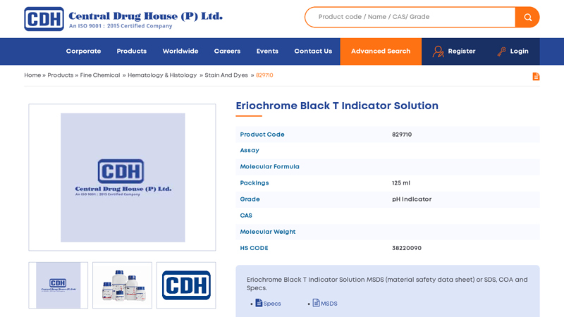 Eriochrome Black T Indicator Solution