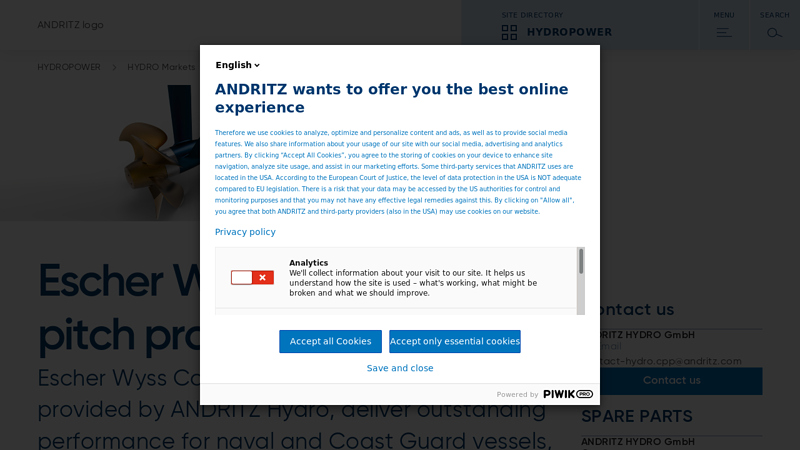 Escher Wyss controllable pitch propellers