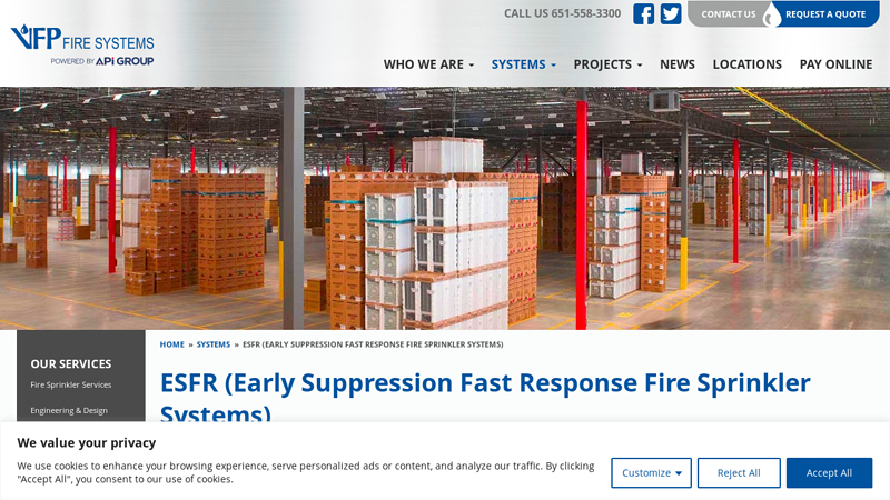 ESFR (Early Suppression Fast Response Fire Sprinkler Systems)