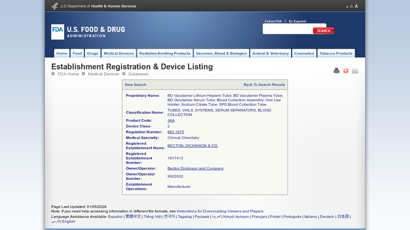 Establishment Registration & Device Listing
