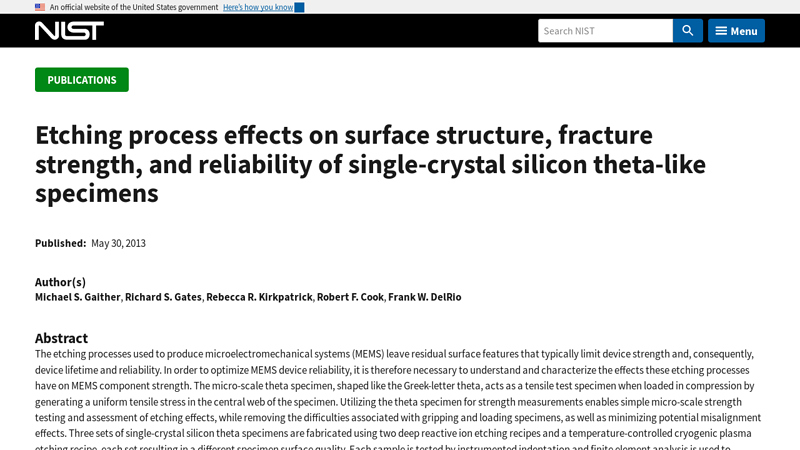 Etching process effects on surface structure, fracture strength, and ...