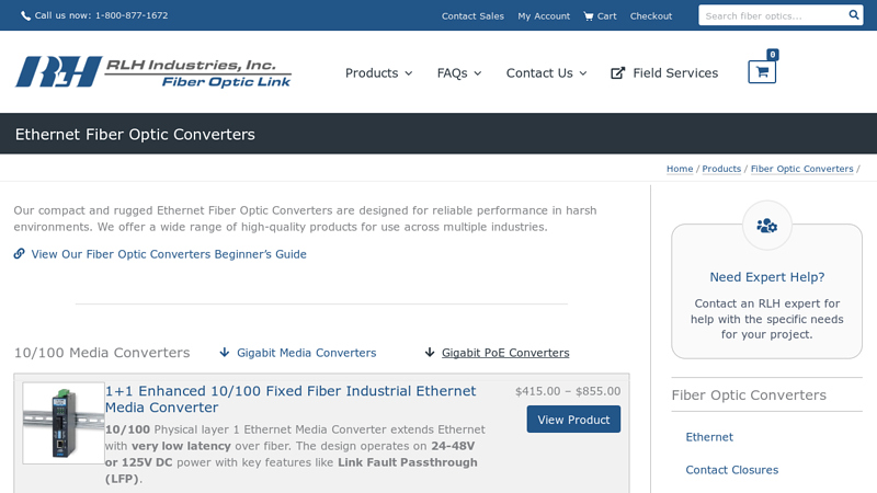 Ethernet Fiber Optic Converters
