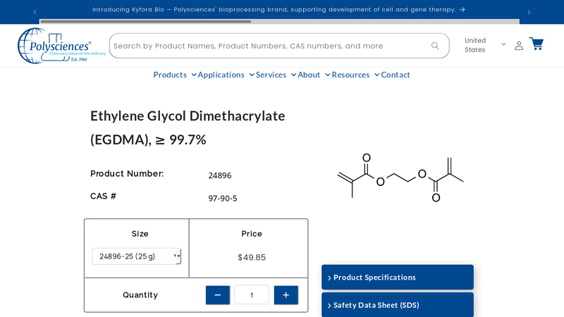 Ethylene Glycol Dimethacrylate (EGDMA), ≥ 99.7%