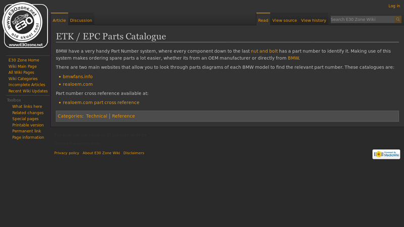 ETK / EPC Parts Catalogue