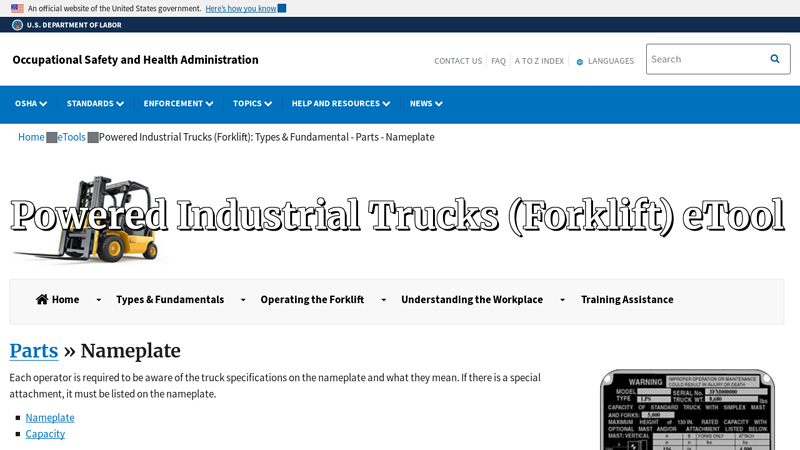 eTool : Powered Industrial Trucks (Forklift)