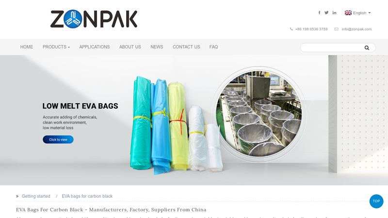 EVA bags for carbon black