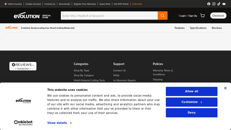 Evolution Reciprocating Saw Wood Cutting Blades (x2)