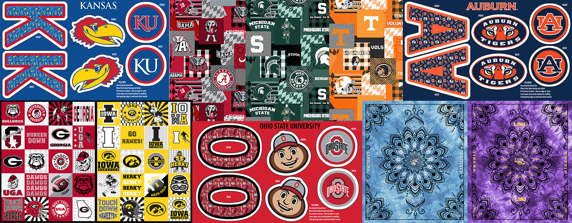 Exclusive Licensed College fabrics of NCAA, NHL and more