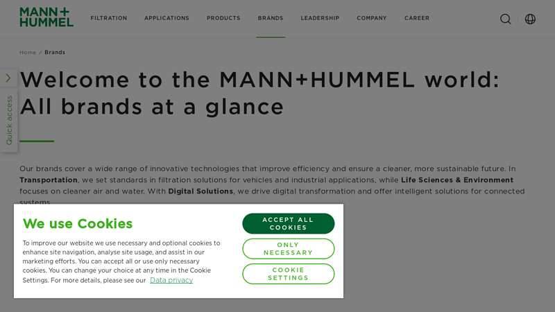 Explore the MANN+HUMMEL brand landscape
