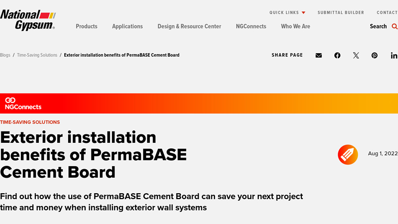 Exterior installation benefits of PermaBASE Cement Board