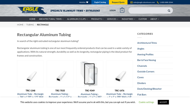 Extruded Aluminum Rectangular Tubing & Piping for Sale