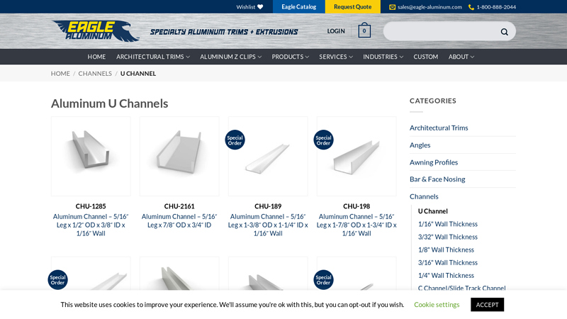 Extruded U-Shaped Aluminum Channel