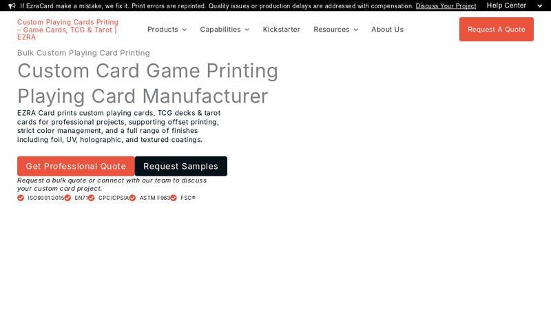 EZRA Card: Custom Playing Cards Manufacturer