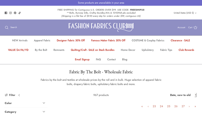 Fabric By The Bolt