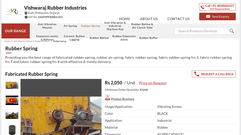 Fabricated Rubber Spring Manufacturer from Kadi