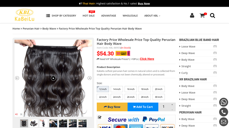 Factory Price Wholesale Price Top Quality Peruvian Hair Body Wave