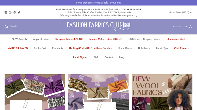 Fashion Fabrics Club: Fabric by the Yard